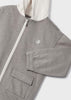3458 Mayoral Mini Boys Relaxed Zippered Hoodie Jacket, Fossil Lt Grey