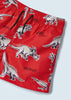 3684 Mayoral Mini Boys Printed Swim Trunk Shorts, Red Dinosaur