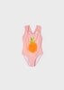 Mayoral Girls Coral Onepiece Swimsuit, 3D Pineapple Simsuit, Front