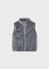 Girls Mayoral Reversible Vest, Soft Faux Fur, Zippered Sleeveless Vest, Steel, Front