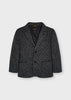 Mayoral Boys Black Knitted Blazer, Two Front Buttons, Low Collared, Long Sleeves, Two Front Pockets, Front