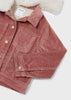 Girls Detachable Faux Fur Corduroy Jacket, Blush Pink/Nude, Front Functional Pockets