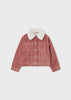 Girls Mayoral Corduroy Jacket, Blush Pink/Nude, Front Button Fastening, Front Functional Pockets, Detachable Faux Fur, Front