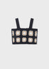 6066 Mayoral Jr Girls 2 PC Crochet Tank & TShirt Set, Black/Oat