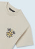6086 Mayoral Jr Boys S/S East Sleep Surf Graphic Print T-Shirt, Cream