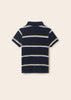 6101 Mayoral Jr Boys Striped S/S Polo Shirt, Navy/Green