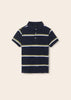 6101 Mayoral Jr Boys Striped S/S Polo Shirt, Navy/Green