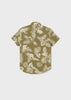 Boys Mayoral Short Sleeved Collared Shirt, Tropical Leaves Shirt