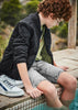 Boys Mayoral Gray Bermuda Shorts, Adjustable Drawstring, Functional Pockets, Details