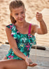 6755 Cut Out One Shoulder Ruffled Onepiece Swimsuit, Bouganvilla