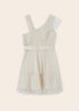 6911 Shimmer Belted Tulle Dress, Champagne back