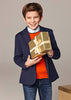 Boys Mayoral Navy Knit Blazer, Front Button Fastenings, Long Sleeve Jacket