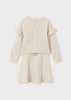 Mayoral Girls Knitted Long Sleeved V-Neck Top and Matching Skirt Set, Front