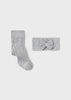 Mayoral Girls Heather Grey Tights with Matching Headband, Decorative Lacing, Bow on Headband