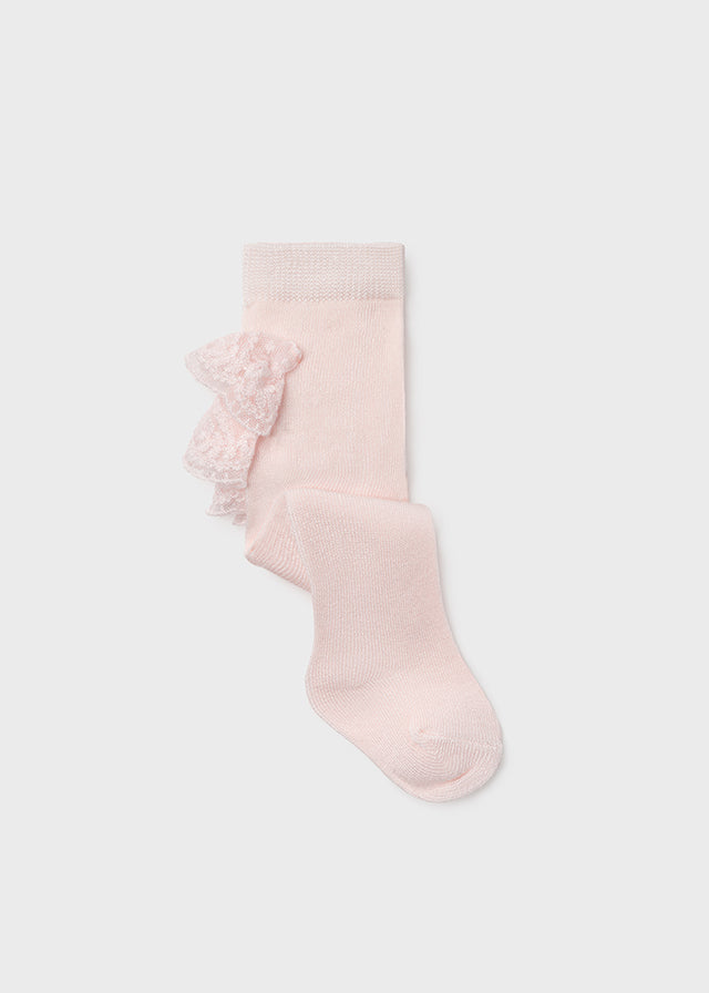Mayoral Girls Baby Pink Ruffled Tights, Front, Elasticated, Socks