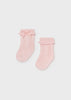 Mayoral Girls Baby Pink Lace Ruffled Socks, Front