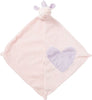 Pink Security Blankie with Unicorn Head and Purple Heart on Pink Blanket