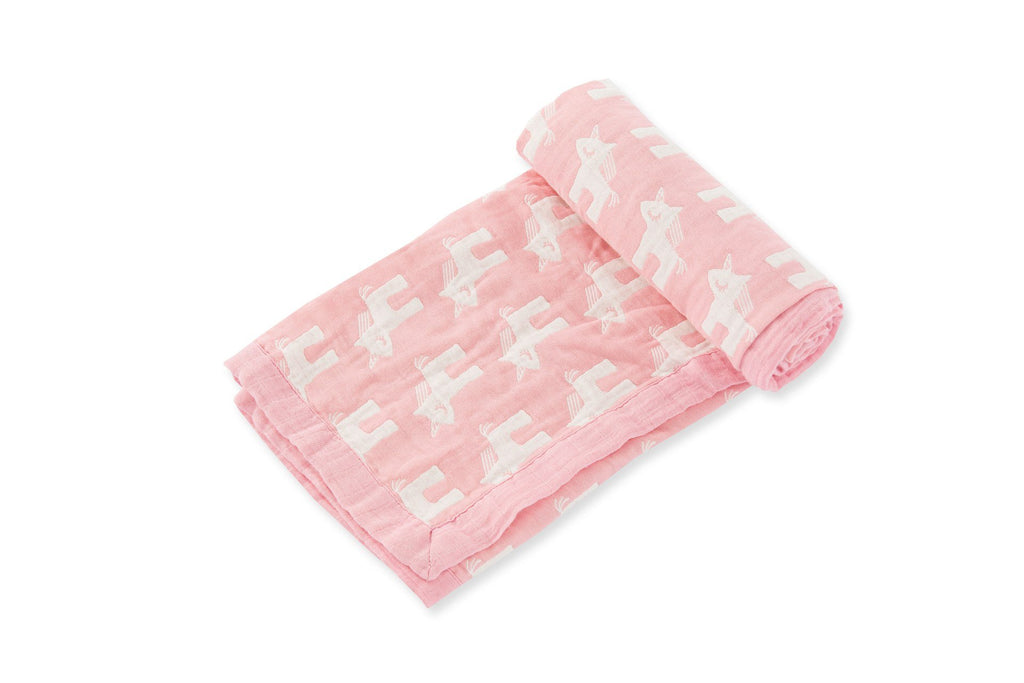 White Unicorn Print All Over on Pink Blanket , pink unicorn, jacquard