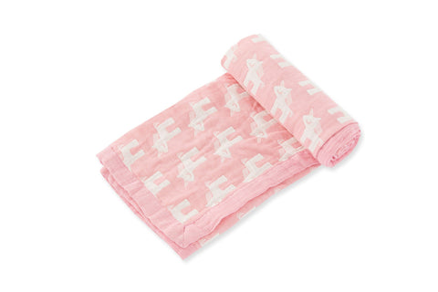 Angel Dear Jaquard Muslin Blanket - 40" x 45", Pink Unicorn