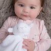 Baby Girl Holding White Lamb Blankie 