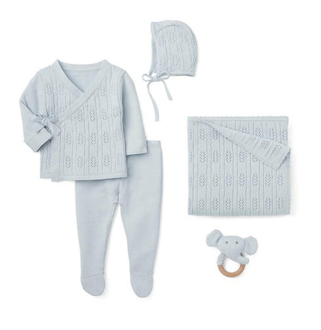 Heirloom Knit Take Me Home Baby 5 PC Boxed Gift Set - Baby Blue