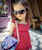 uv protection, toddler sunglasses, rectangle plastic frame, blue leopard print