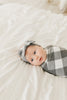 Black and White Plaid Headband, Bow Headwrap, Copper Pearl Lux