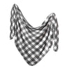 Copper Pearl Black and White Plaid Swaddle Blanket, Single Knit Blanket, Scotland