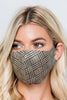 Face Masks, Washable, Reusable, Tween/Adult Size - Tan Plaid