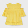 6187 Girls Mayoral Eyelet Lace Loose Top, Mustard