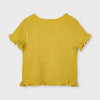 3008 Mustard Smocked Ruffled Top, Short Sleeved