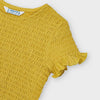3008 Girls Mayoral Mustard Top, Short Sleeved, Smocked