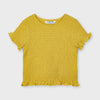 3008 Mayoral Girls Mustard Ruffled Smocked Short Sleeved T-Shirt