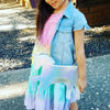 little girls denim top and unicorn purse