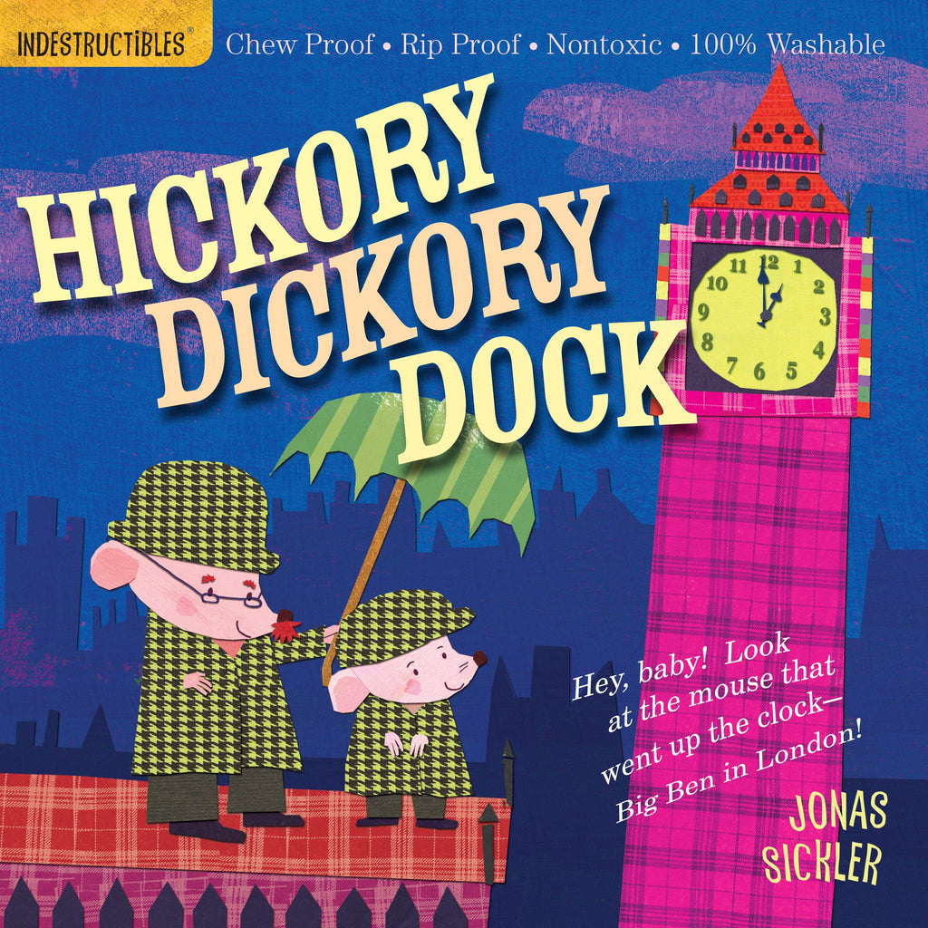 Chew/Rip Proof, Nontoxic, 100% Washable, Hickory Dickory, Dock, Indestructibles, Book, Front
