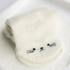 girls kitty face textured sheer white tights