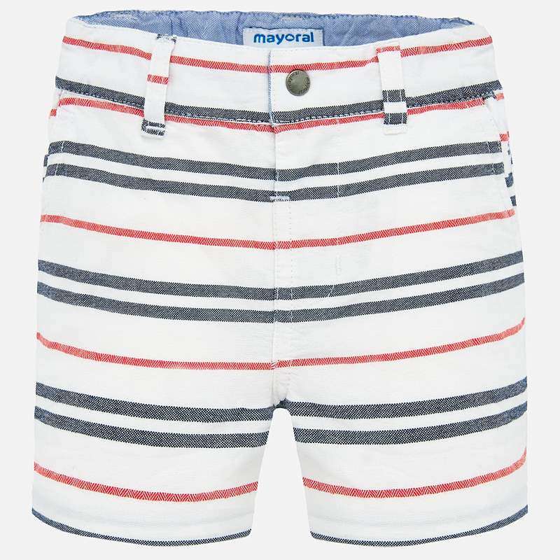 1287 Mayoral Boys Bermuda Shorts, Red & Grey Stripe