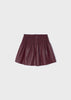 4950 Mayoral Girls Leatherette Skirt Shorts, Burgundy