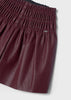 4950 Mayoral Girls Leatherette Skirt Shorts, Burgundy