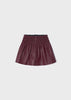 4950 Mayoral Girls Leatherette Skirt Shorts, Burgundy
