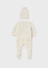 2509 Mayoral Boys Knitted Footie Sweater and Hat Set, Oat Milk Natural, Eco-friendly