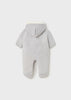 2623 Mayoral UNISEX Heirloom Hooded Bunting Footie, Plush Lined, Grey Cable Knit