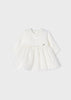 2822 L/S Combined Knit & Sparkle Tulle Formal Dress, Soft White