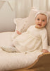 2822 L/S Combined Knit & Sparkle Tulle Formal Dress, Soft White