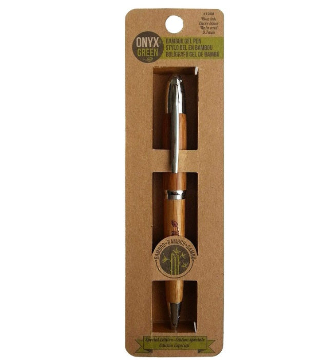 Onyx & Green Eco-friendly Refillable Bamboo Gel Pen - 7mm