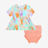 Posh Peanut Bamboo Basic S/S Peplum Top & Bloomer/Bummie Set- Boba Time