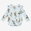 Posh Peanut Bamboo L/S Ruffled Bubble Romper - Percy Dragon
