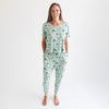 Posh Peanut Bamboo Women's S/S Scoop Neck Lounge Jogger Pajama Set - To The Stars