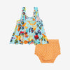 Posh Peanut Bamboo V-Neck Tank Top Peplum & Bloomer/Bummie Set- Monster Trucks & Ice Cream