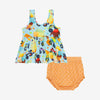 Posh Peanut Bamboo V-Neck Tank Top Peplum & Bloomer/Bummie Set- Monster Trucks & Ice Cream